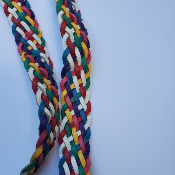 Multi Colored Split Leather Belt - Picture 3 of 4